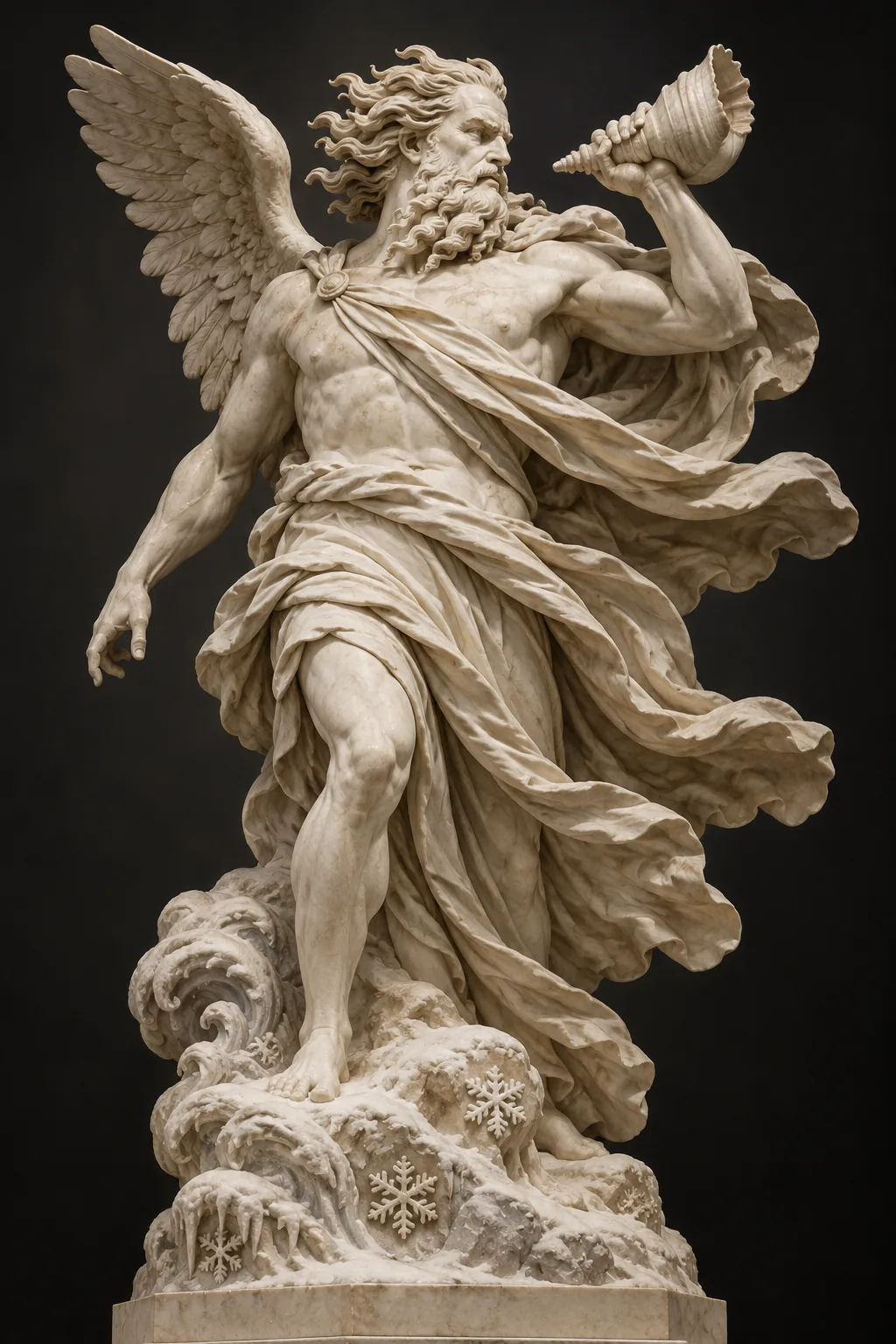 Generated sculpture portrait of Boreas