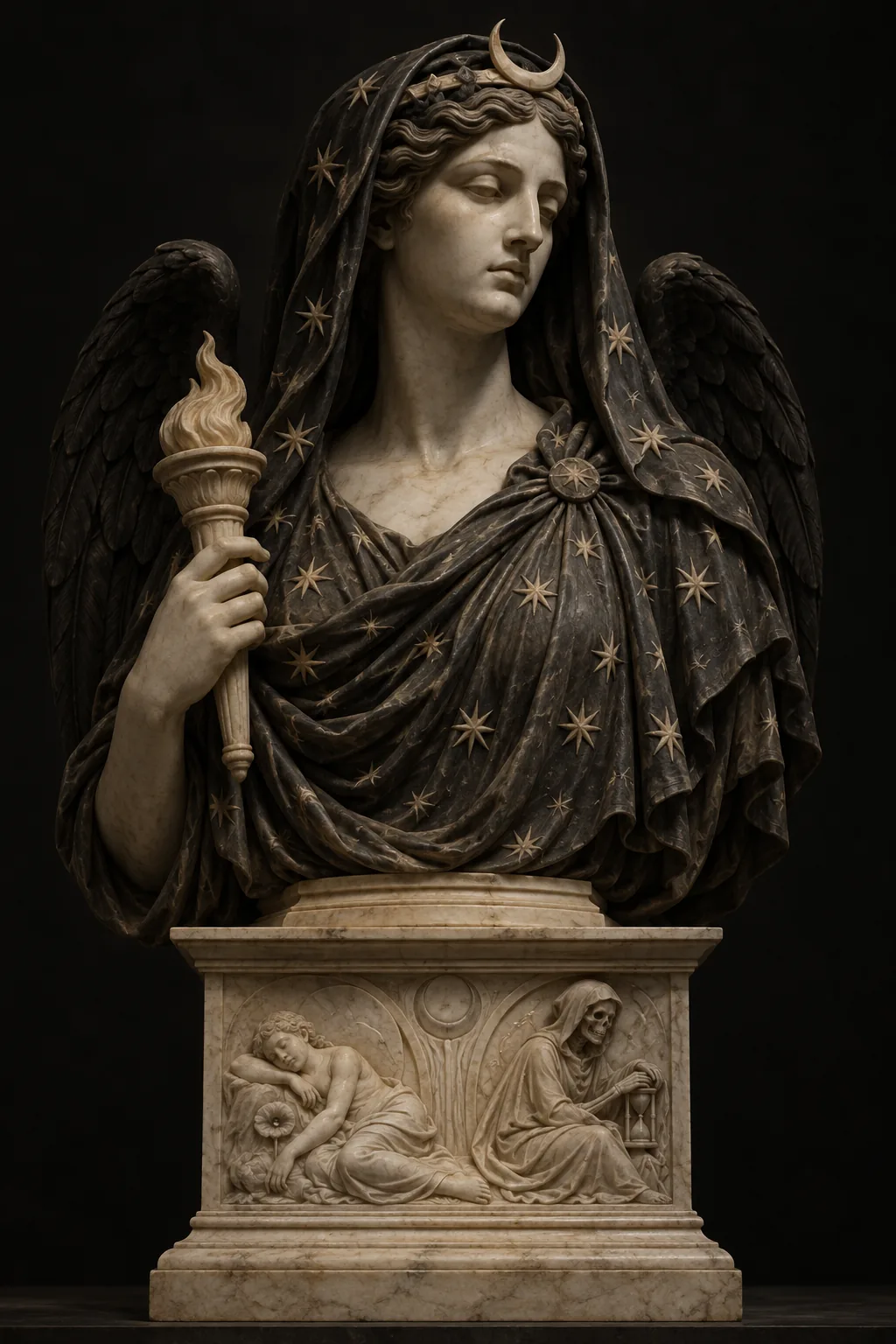 Generated sculpture portrait of Nyx