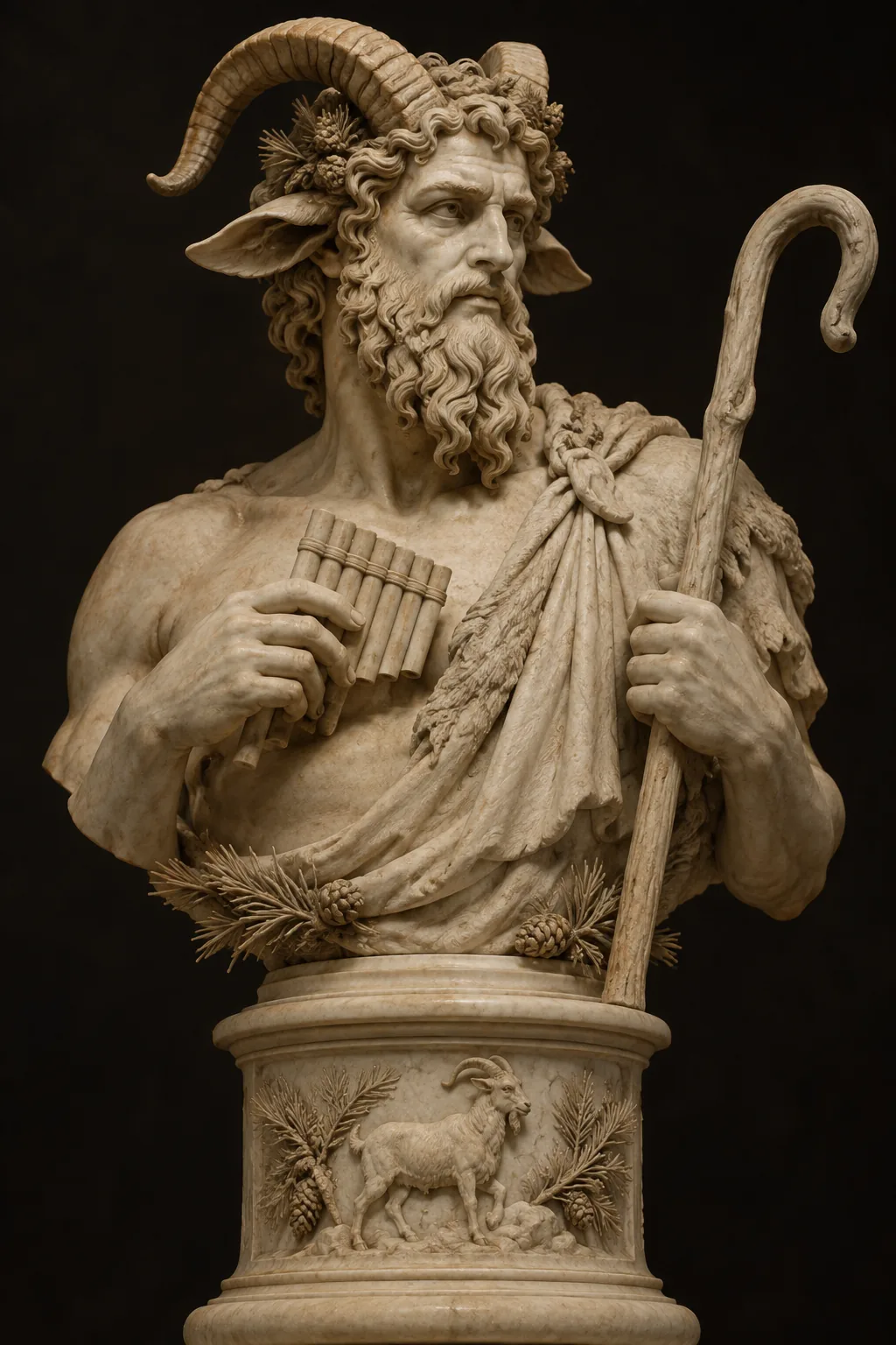 Generated sculpture portrait of Pan
