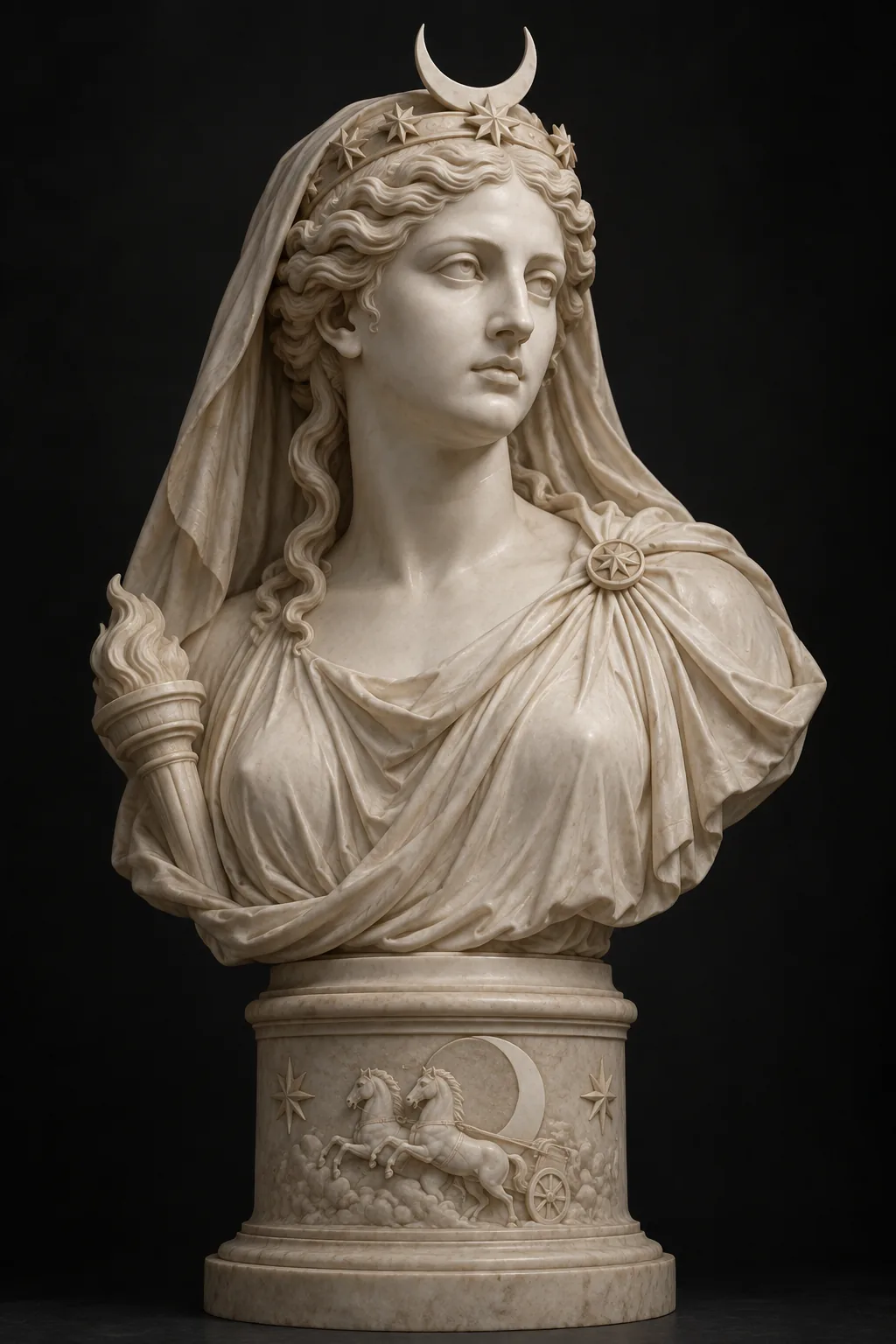 Generated sculpture portrait of Selene