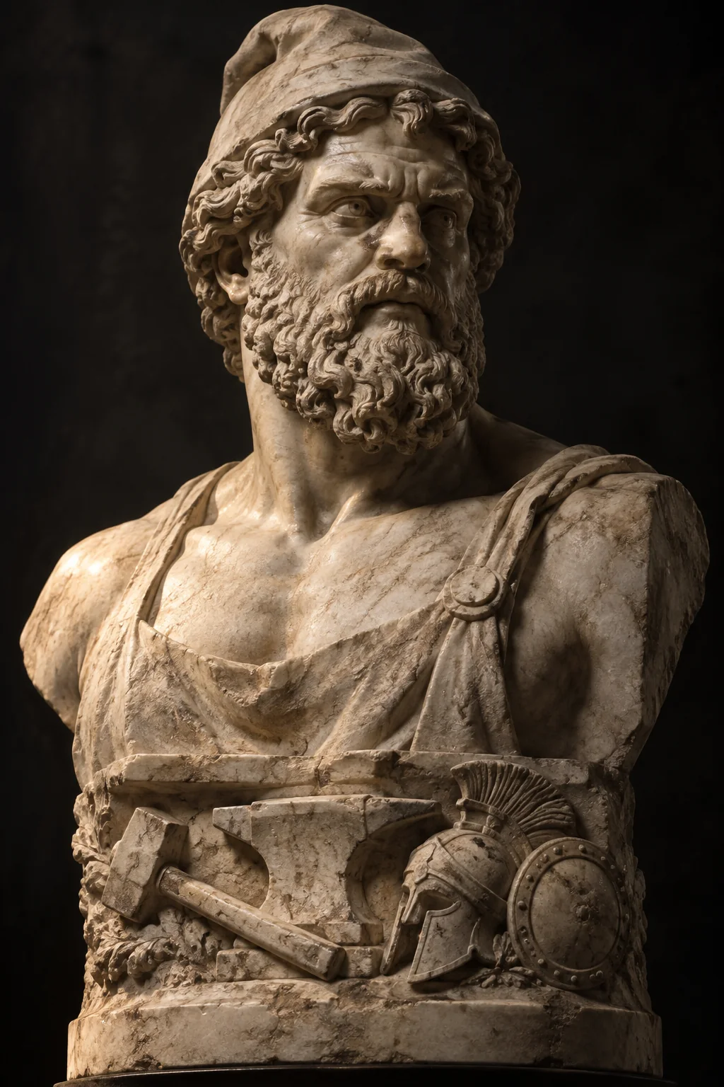 Generated sculpture portrait of Hephaestus